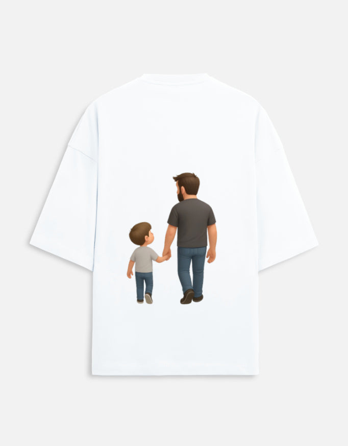 TrueSide Unisex Terry Oversized Tee – White – Back View