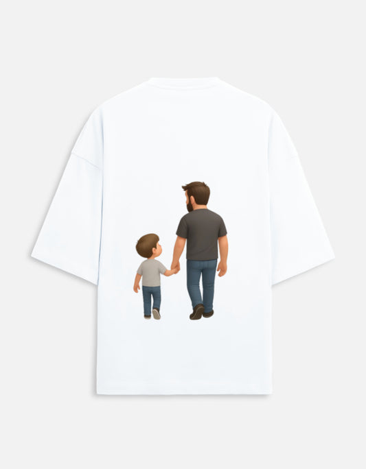 TrueSide Unisex Terry Oversized Tee – White – Back View