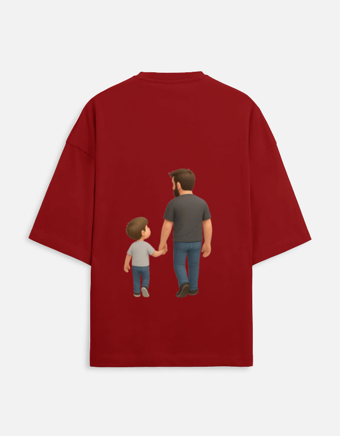 TrueSide Unisex Terry Oversized Tee – Red – Back View