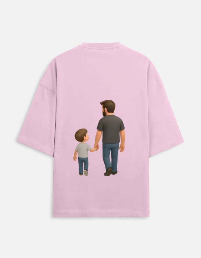TrueSide Unisex Terry Oversized Tee – Light Baby Pink – Back View
