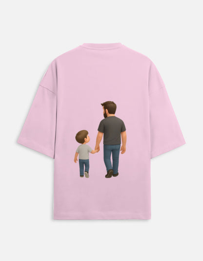 TrueSide Unisex Terry Oversized Tee – Light Baby Pink – Back View
