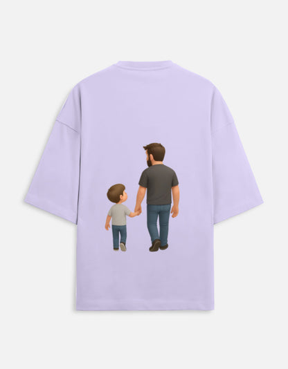 TrueSide Unisex Terry Oversized Tee – Lavender – Back View