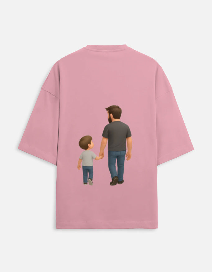 TrueSide Unisex Terry Oversized Tee – Baby Blue – Back View