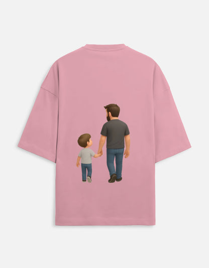 TrueSide Unisex Terry Oversized Tee – Baby Blue – Back View