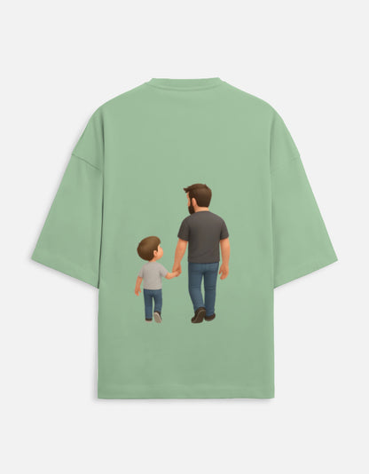 TrueSide Unisex Terry Oversized Tee – Flamingo – Back View