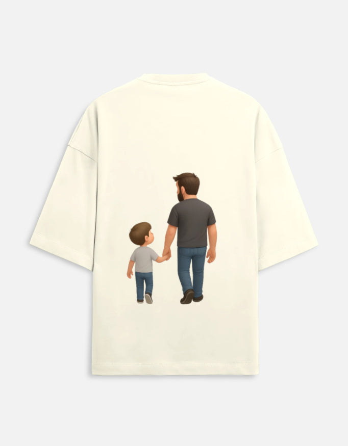 TrueSide Unisex Terry Oversized Tee – Off White – Back View