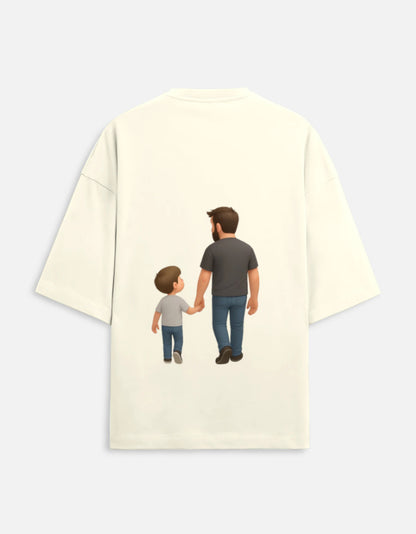 TrueSide Unisex Terry Oversized Tee – Off White – Back View