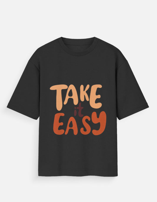 TrueSide Unisex Oversized Standard T-Shirt – Black – Front View
