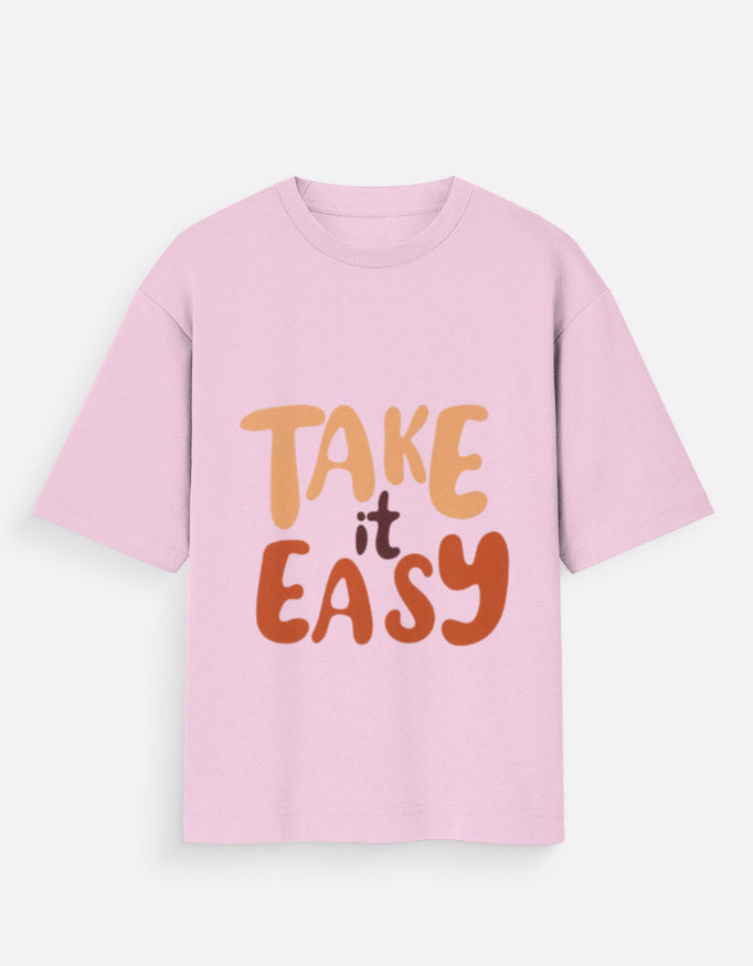 TrueSide Unisex Oversized Standard T-Shirt – Light Baby Pink – Front View
