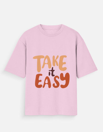 TrueSide Unisex Oversized Standard T-Shirt – Light Baby Pink – Front View
