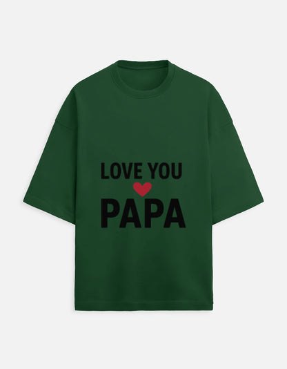 TrueSide Unisex Terry Oversized Tee – Bottle Green – Front View