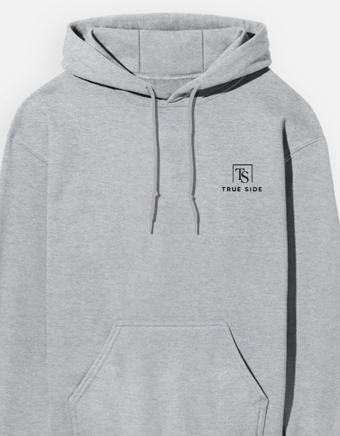 TrueSide Unisex Hoodie – Grey Melange – Side View