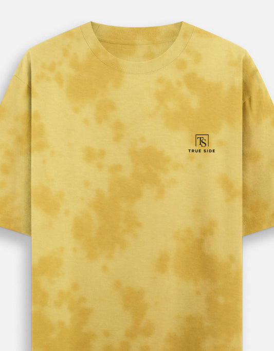 TrueSide Unisex Tie Dye Oversized T-Shirt – Yellow – Side View